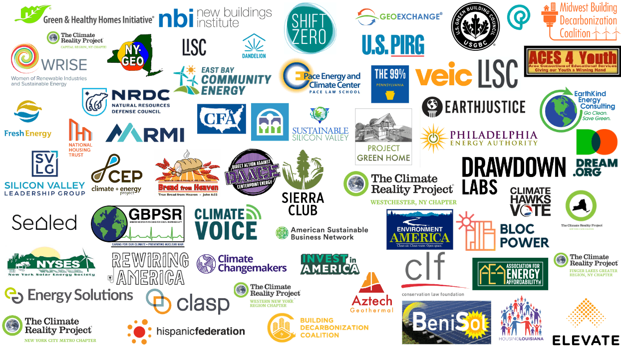 Assortment of logos from over 50 climate organizations