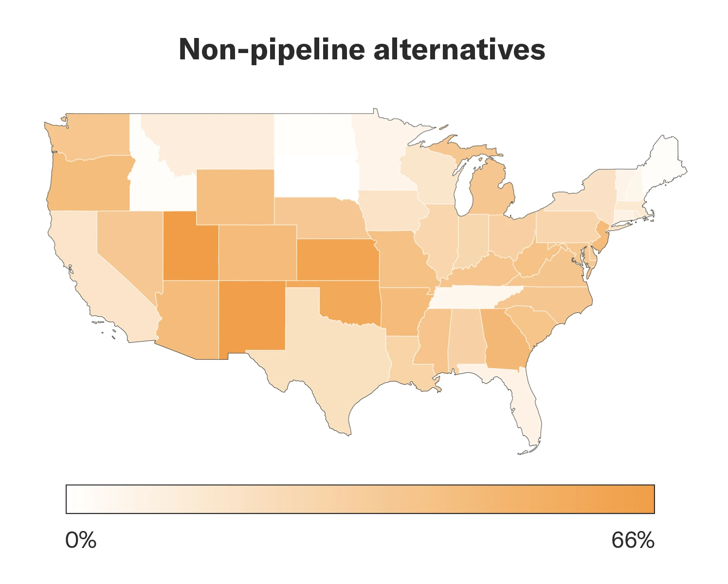 US map showing regional impacts of non-pipeline alternatives on home energy upgrade affordability