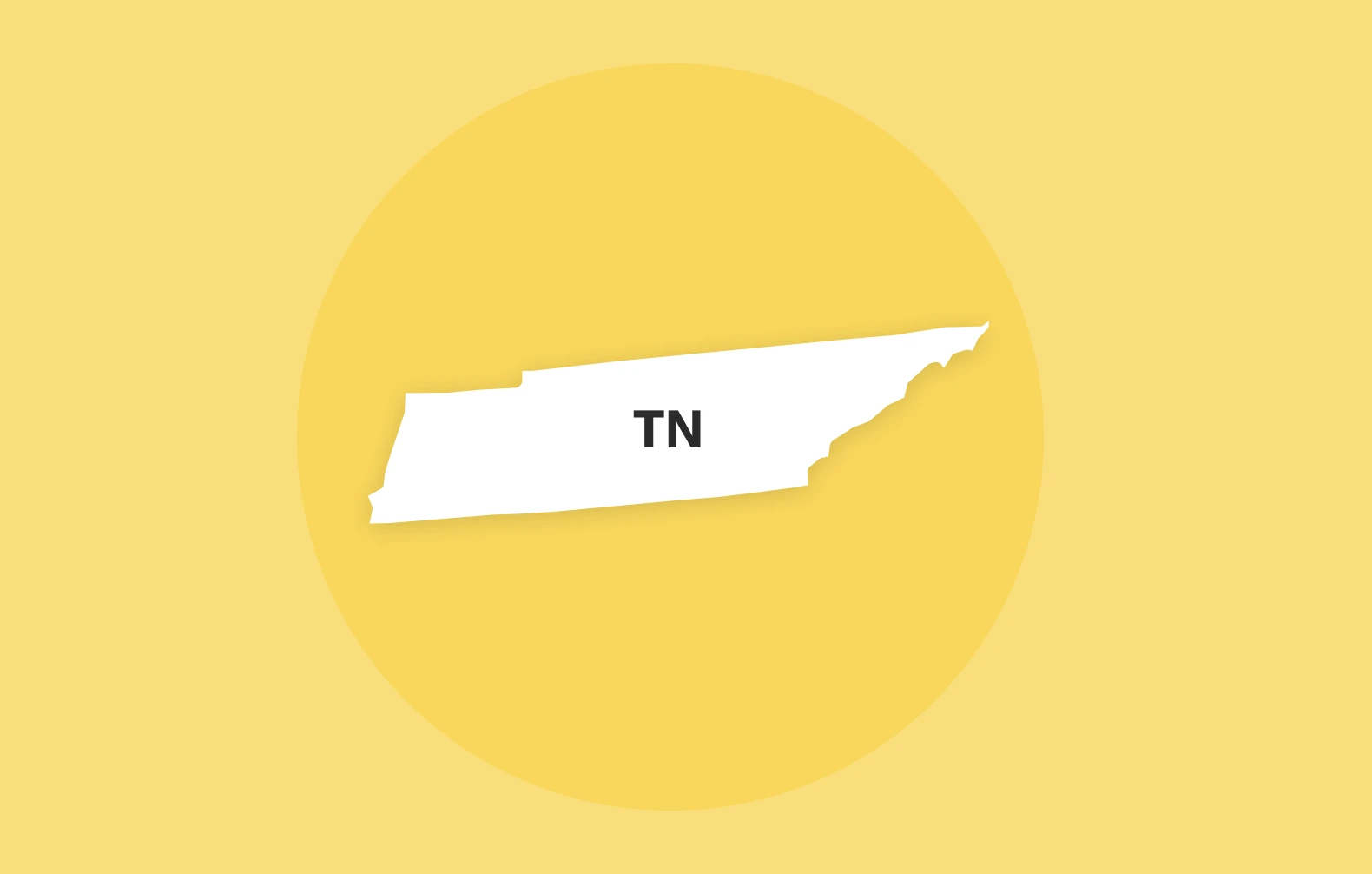 White outline of Tennessee on a yellow background