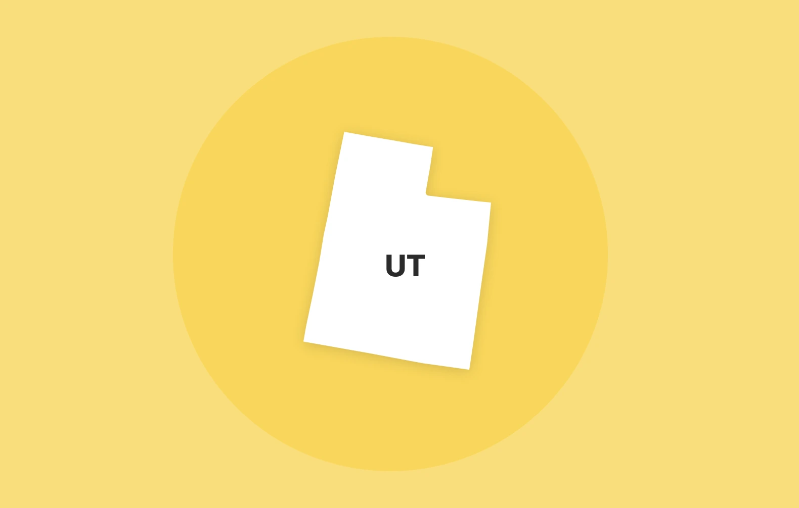 White outline of Utah on a yellow background