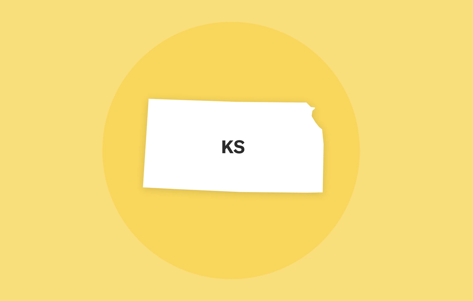 White outline of Kansas on a yellow background
