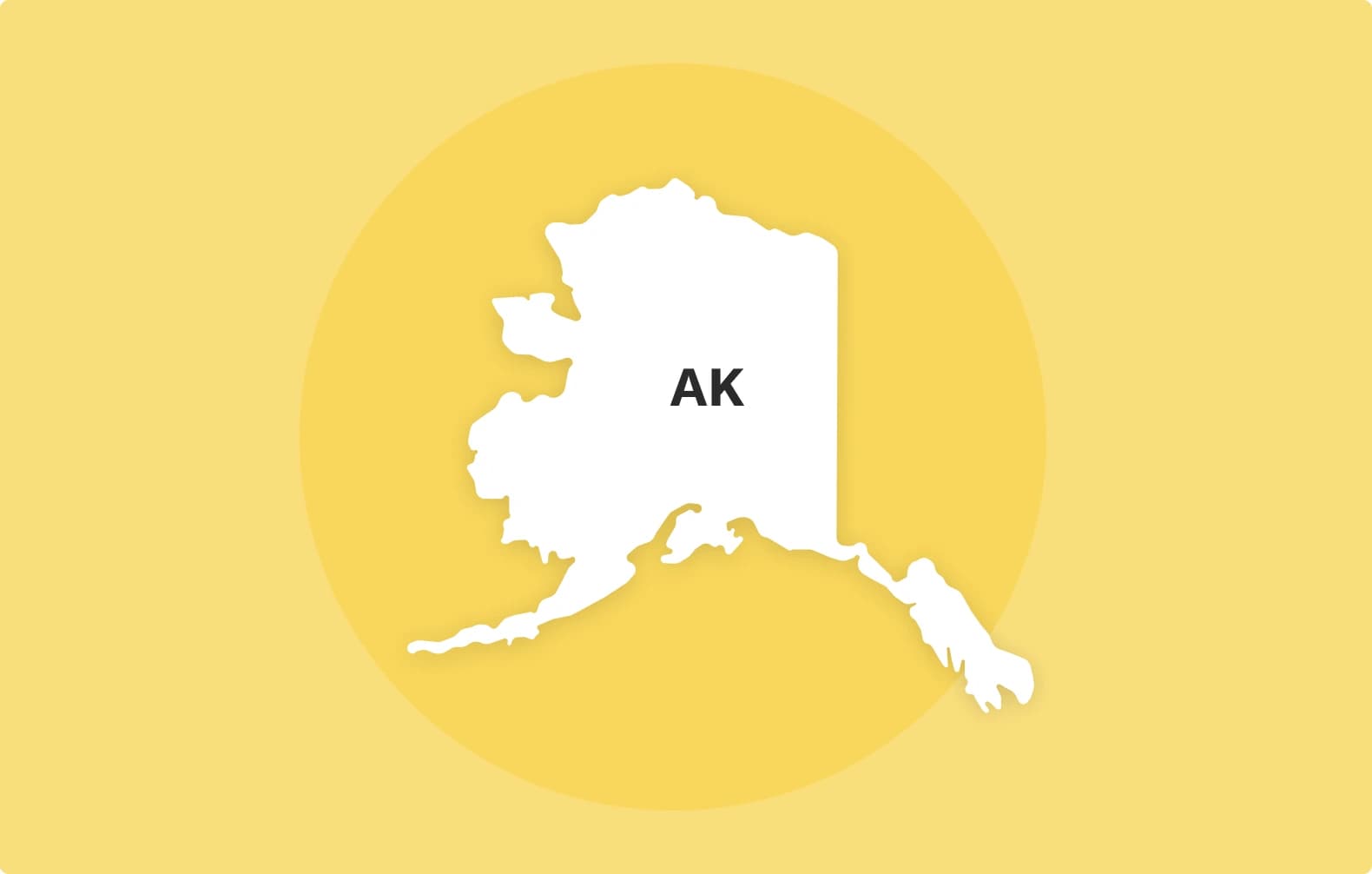 White outline of Alaska on a yellow background