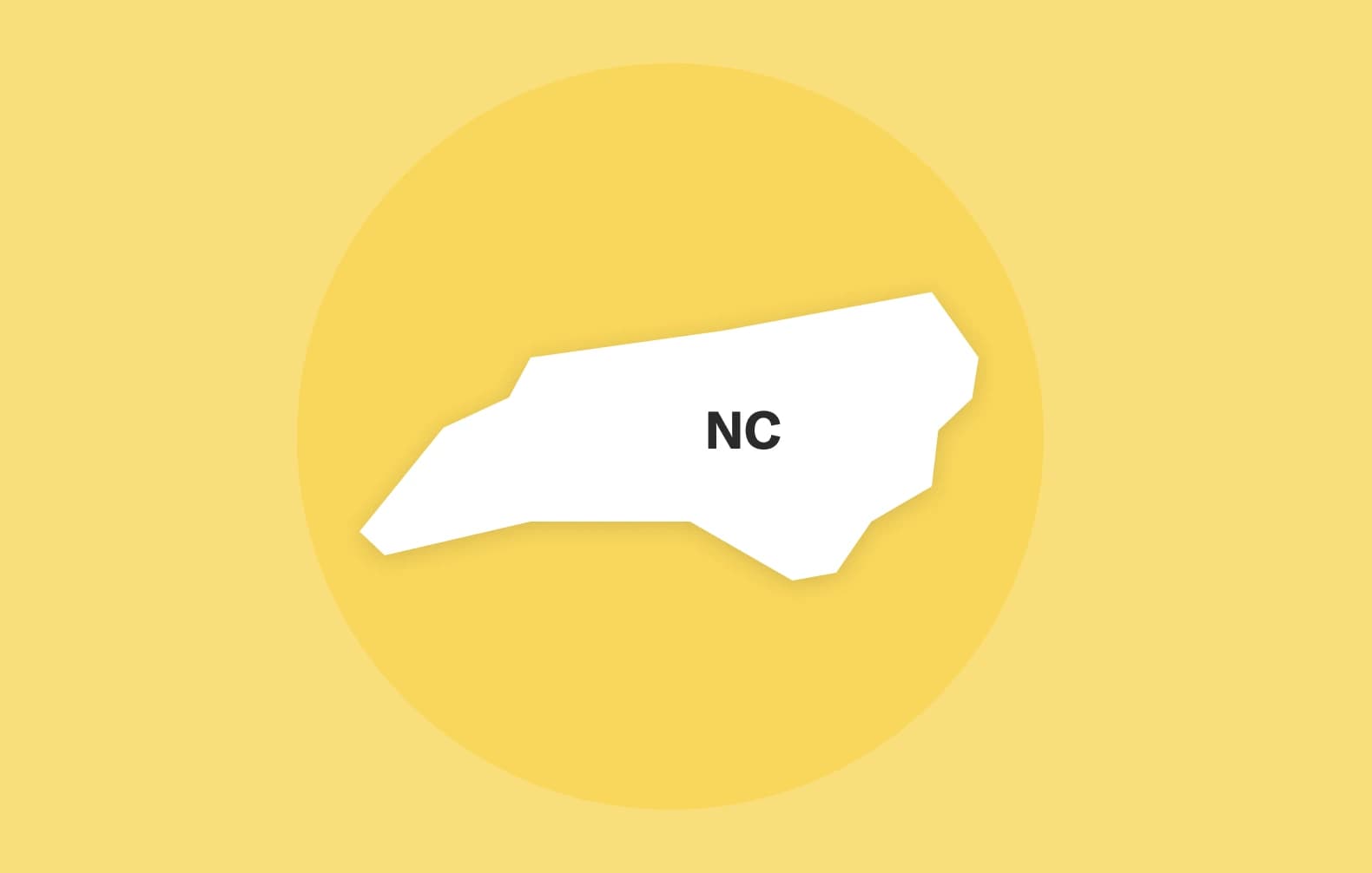 White outline of North Carolina on a yellow background