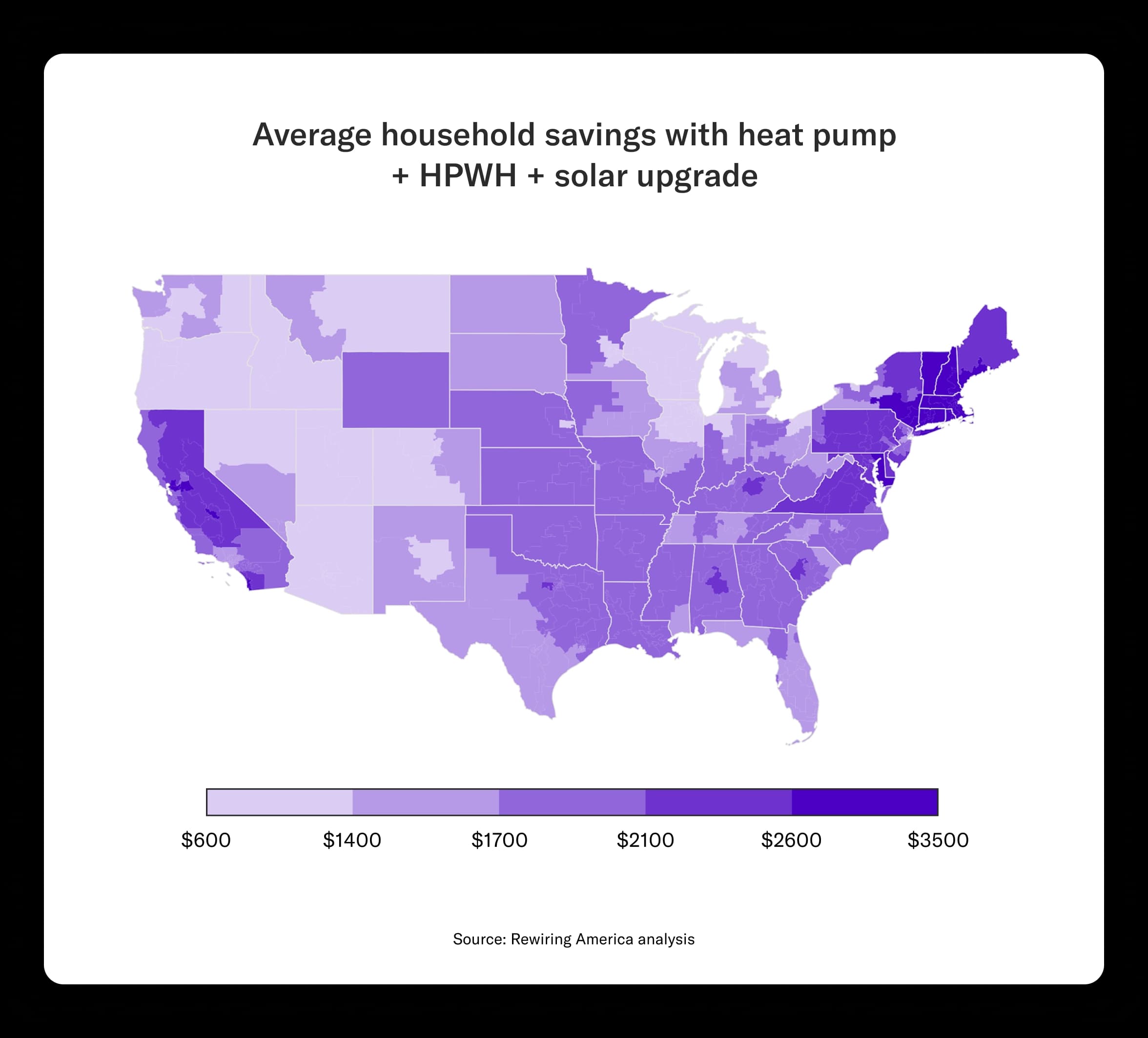 Map of the United States with shades of purple