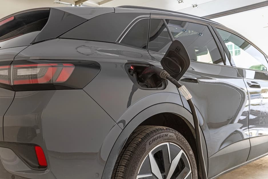 Photo of a grey electric vehicle charging